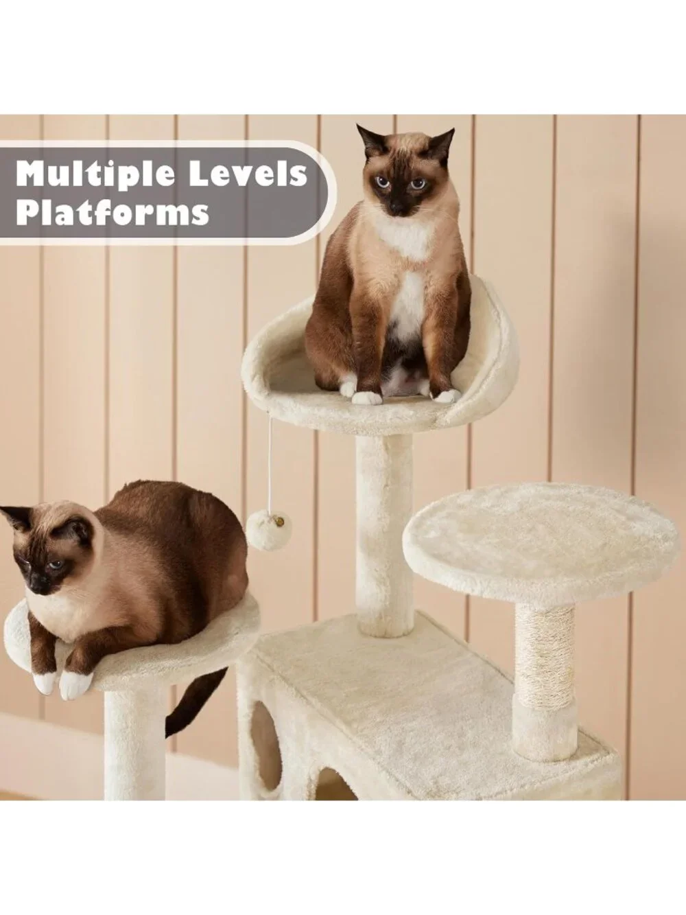 New 54in Cat Tree Tower Condo Furniture Scratch Post for Kittens Pet - Beige